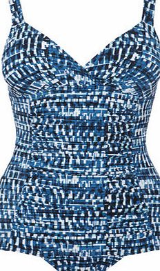 Bhs Womens Navy And White Digital Block Print Tummy