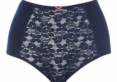 Bhs Womens Navy Floral Lace Full Brief, navy