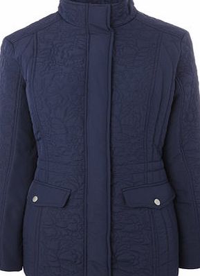 Bhs Womens Navy Floral Quilted Jacket, navy