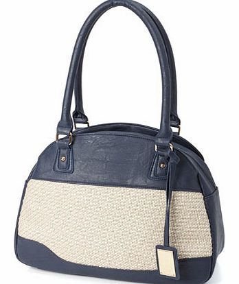 Bhs Womens Navy Formal Canvas 3 Compartment Shoulder