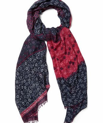 Bhs Womens Navy Modern Folk Print Scarf, navy