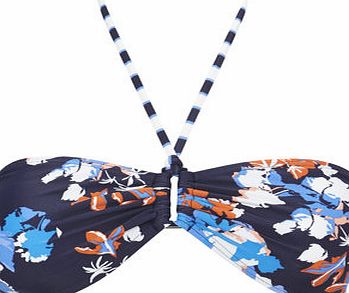 Bhs Womens Navy Multi Beach Floral Bandeau Bikini