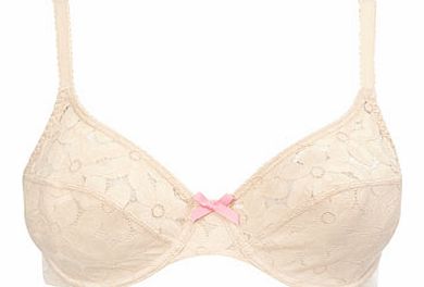Bhs Womens Nude Floral Lace Underwired Bra, nude