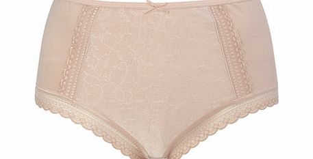 Bhs Womens Nude Jacquard and Lace Full Brief, nude
