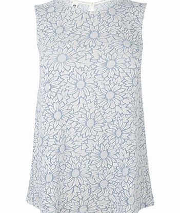 Womens Pale blue Floral Jaquard Swing Vest, pale