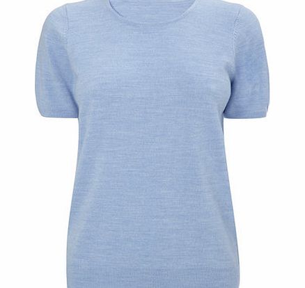 Bhs Womens Pale Blue Supersoft Short Sleeve Crew
