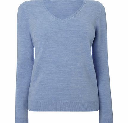 Womens Pale Blue Supersoft V Neck Jumper, pale