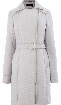 Womens Pale Grey Smart Quilted Coat, pale grey