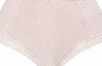 Bhs Womens Pale Pink Jacquard and Lace Full Brief,