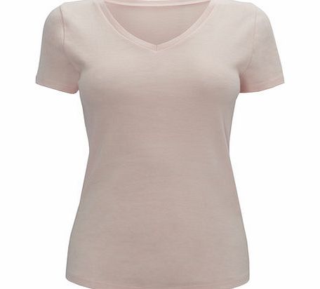 Womens Pale pink Short Sleeve V Neck Top, pale