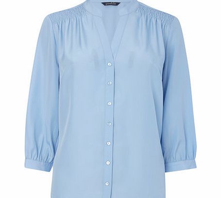 Womens Pastel blue 3/4 sleeve Chiramen Blouse,