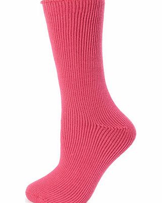 Womens Pink Brushed Thermal Ankle High Socks,
