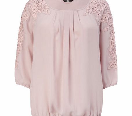 Bhs Womens Pink Crochet Sleeve Blouse, pink 8616130528