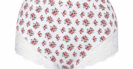 Bhs Womens Pink Floral Print Lace Full Brief, floral