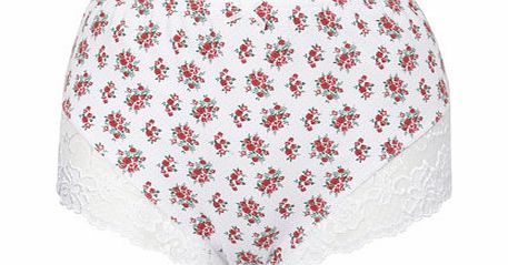 Bhs Womens Pink Floral Print Lace Full Brief, floral