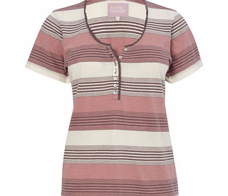 Womens Pink Multi Short Sleeve Stripe Pyjama