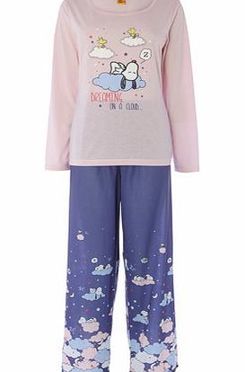 Womens Pink Snoopy Pyjama Set, multi pink