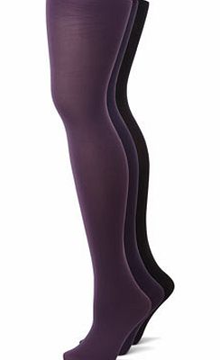 Womens Plum 3 Pairs of 70 Den Opaque tights,