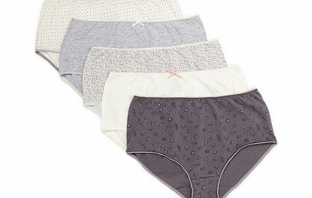 Bhs Womens Polly Grey Mix Printed 5 Pack Full Brief