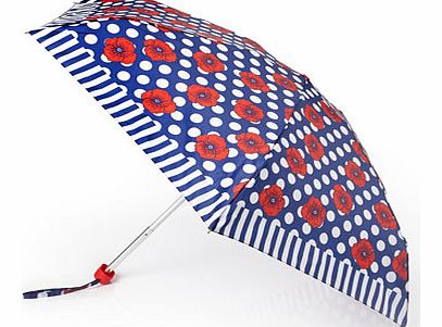 Bhs Womens Poppy Spot Mini Flat Umbrella, navy multi