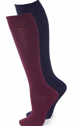 Womens Purple 2 Pack Cotton Grip Knee High