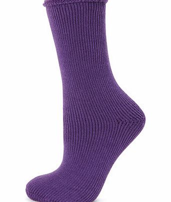 Bhs Womens Purple Brushed Thermal Ankle High Socks,