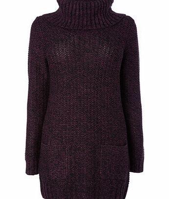 Bhs Womens Purple Cowl Neck Twisted Jumper, purple