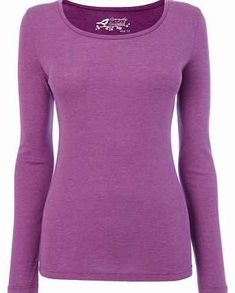 Womens Purple Long Sleeve Scoop Neck Top, purple