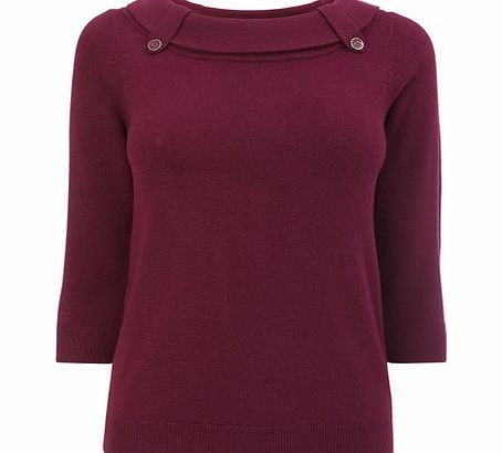 Bhs Womens Purple Petite Bardot Neck Jumper, purple