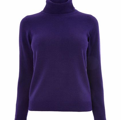 Womens Purple Supersoft Roll Neck Jumper, purple