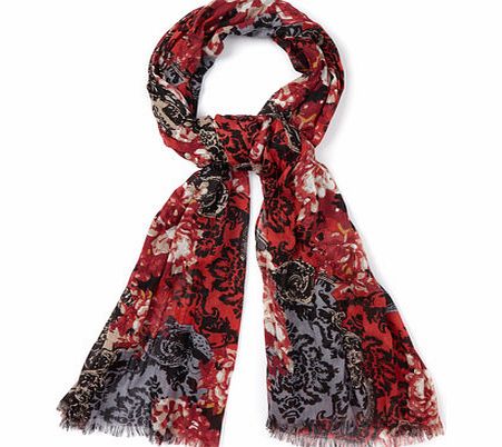 Bhs Womens Red Baroque Rose Scarf, reds 6605846933