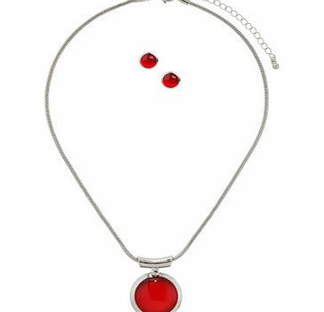 Bhs Womens Red Circle Jewellery Set, red 12173493874