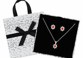 Womens Red Classic Stone Set in Giftbox, red