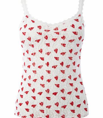 Bhs Womens Red Heart Print Lace Vest, heart 4800876432