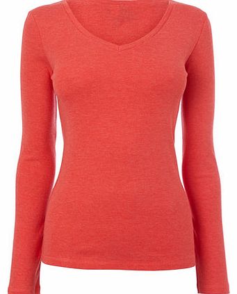 Bhs Womens Red Long Sleeve V Neck Top, red 2423003874