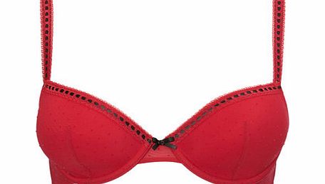 Bhs Womens Red Ribbon Slot Plunge Bra, red 2304213874