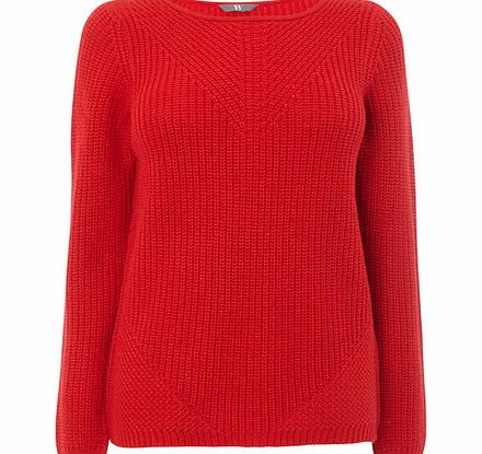 Bhs Womens Red Transfer Rib Jumper, red 586200007