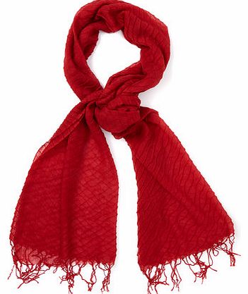 Bhs Womens Red Wavy Woven Scarf, red 6605713874