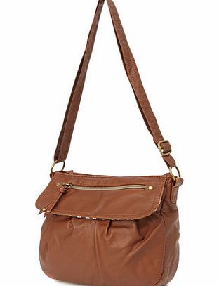 Bhs Womens Tan Zip Flap Cross Body Bag, natural tan