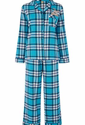 Womens Teal Boofle Tartan Check Pyjama, teal
