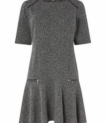 Bhs Womens Textured Drop Waist Dress, black/white