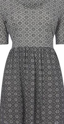 Bhs Womens Tile Printed Half Sleeve Dress, multi