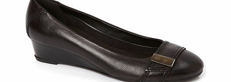 Womens TLC Black Leather Demi Wedge Shoe, black