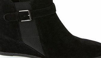 Bhs Womens TLC Black Leather Flexx Wedge Ankle Boot,