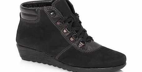 Bhs Womens TLC Black Leather Lace Walker Boots,