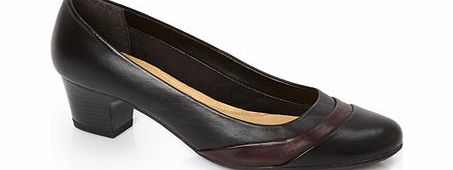 Bhs Womens TLC Black Wide Fit 2 Tone Court Shoes,