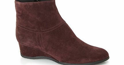 Bhs Womens TLC Burgundy Leather Collar Wedge Boots,
