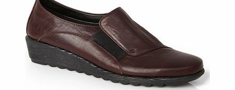 Womens TLC Wine Leather Scratch Wedge Elastic