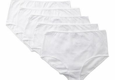 Bhs Womens White 5 Pack Plain Full Brief Knickers,