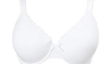Bhs Womens White Cotton and Lace T-Shirt Bra, white